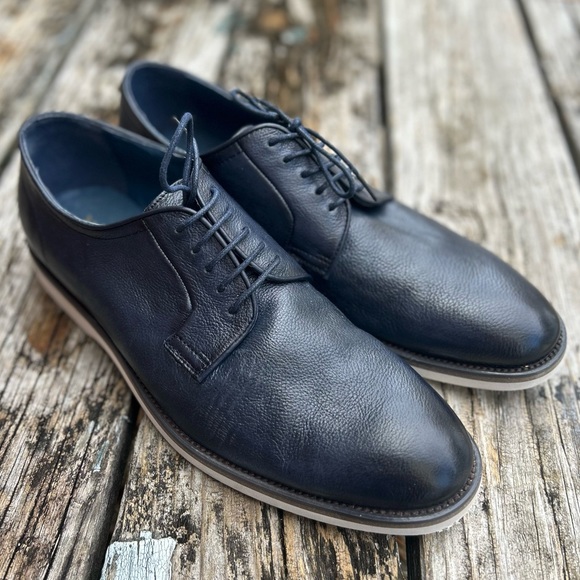 Moretti Gold Label Lazaro Blue Leather Lace Up Oxfords. Size 11 D - Picture 1 of 9